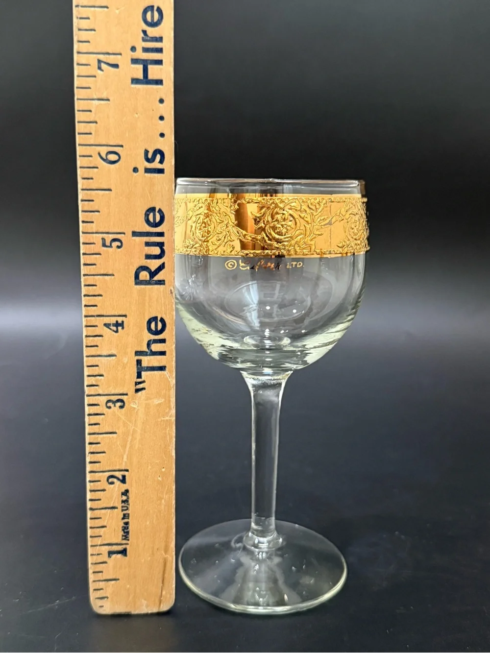 Lot of 4 Vintage MCM Culver Tyrol 22k Gold Gilt 5.75” Stemmed Wine Glasses
